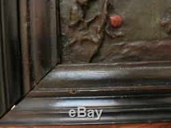 Rare Early 17thC Antique Adam and Eve Cartapesta Panel Carved Wood Panel