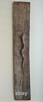 Rare old Mentawai Indonesia carved wood panel withsnake (naga) ex. Bruce Carpenter