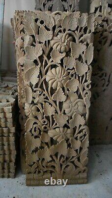 Redefine your home with 14 x 35 Luxury fretwork, hand-carved teak wall panel