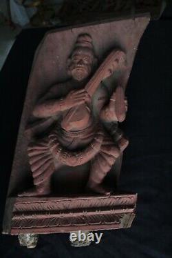Religious Wooden Carving Panel Figure 1900s Collectible Antique Genuine Figures