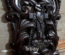 Religious scroll leaf pierced carving panel Antique french salvaged furniture 20