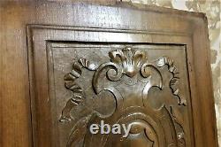 Ribbon crowned scroll leaf carving panel Antique french architectural salvage