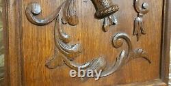 Ribbon fruit basket wood carving panel Antique french architectural salvage 16