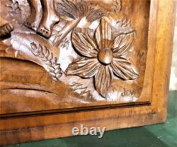Romantic scene decorative carving panel Antique French architectural salvage