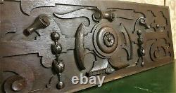 Rosette flower scroll carving panel Antique french architectural salvage 42