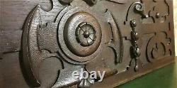 Rosette flower scroll carving panel Antique french architectural salvage 42