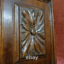 Rosette flower wood carving panel 12.8 in Antique French architectural salvage