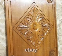 Rosette rosace flower carved wood panel Antique french architectural salvage 18