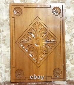 Rosette rosace flower carved wood panel Antique french architectural salvage 18