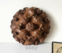 Rosette rosace medallion wood carving panel Antique French Architectural salvage