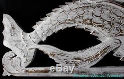 Rustic Mermaid Panel carved wood Bali architectural Art Wall Decor right 40