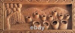 S. E. Asian Paddy Field Wood Carving Panel Native Storyboard