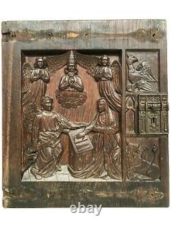 SALE! Stunning Gothic annunciation Carved door panel in wood + Evangelist (1)