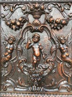 SALE! Stunning Renaissance Louis XVI carved panel with cherubs, angels, Putti's