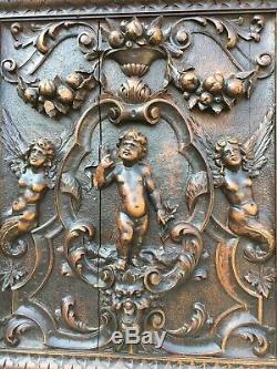 SALE! Stunning Renaissance Louis XVI carved panel with cherubs, angels, Putti's