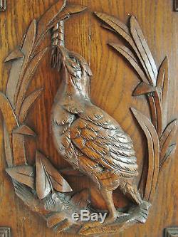 SUPERB ANTIQUE CARVED WOODEN BIRD PANEL DOOR FOR DECORATION 1900's GAME BIRD