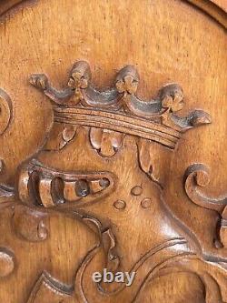 Sale! An Exceptional French Carved Coat of Arms/ Knight armour Panel in oak