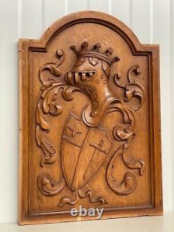 Sale! An Exceptional French Carved Coat of Arms/ Knight armour Panel in oak