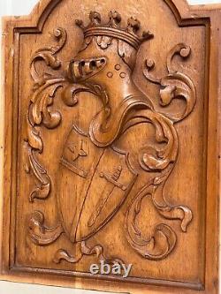 Sale! An Exceptional French Carved Coat of Arms/ Knight armour Panel in oak