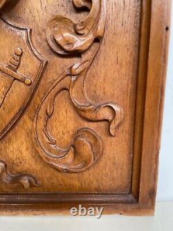 Sale! An Exceptional French Carved Coat of Arms/ Knight armour Panel in oak