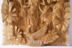 Sarasvati Wall Decor 15.6 inch, Saraswati Wooden Panel, Saraswathi on Swan