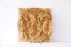 Sarasvati Wall Decor 15.6 inch, Saraswati Wooden Panel, Saraswathi on Swan