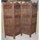 Screen 4 Panel Folding Luxury Hardwood Hand-carved Privacy Screen Room Divider