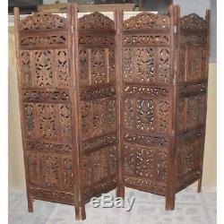 Screen 4 Panel Folding luxury hardwood hand-Carved Privacy Screen Room Divider