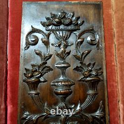 Scroll leaf cornucopia wood carving panel Antique French architectural salvage