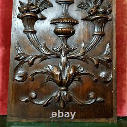 Scroll leaf cornucopia wood carving panel Antique French architectural salvage