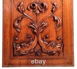 Scroll leaf dolphin wood carving panel 235 Antique French architectural salvage