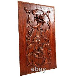 Scroll leaf dragon wood carving panel 2106 Antique French architectural salvage