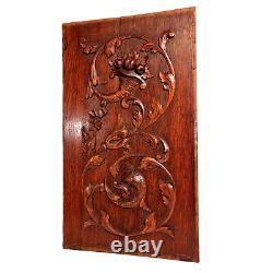 Scroll leaf dragon wood carving panel 2106 Antique French architectural salvage