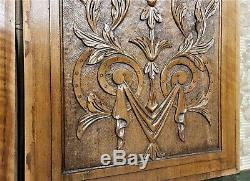 Scroll leaf drapery wood carving panel Antique french architectural salvage