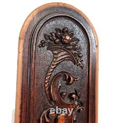 Scroll leaf fruit cornucopia carving panel Antique French architectural salvage