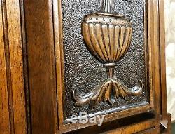 Scroll leaf fruit vase wood carving panel Antique french architectural salvage