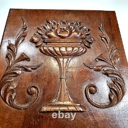 Scroll leaf fruit wood carving panel 1752 Antique French architectural salvage