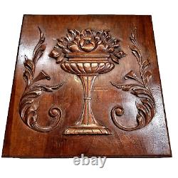 Scroll leaf fruit wood carving panel 1752 Antique French architectural salvage