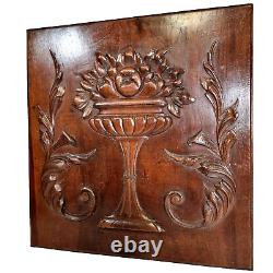 Scroll leaf fruit wood carving panel 1752 Antique French architectural salvage