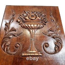 Scroll leaf fruit wood carving panel 1752 Antique French architectural salvage