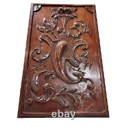 Scroll leaf fruit wood carving panel 1874 Antique French architectural salvage