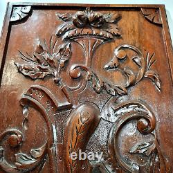 Scroll leaf fruit wood carving panel 1874 Antique French architectural salvage