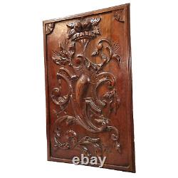 Scroll leaf fruit wood carving panel 1874 Antique French architectural salvage