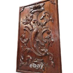 Scroll leaf fruit wood carving panel 1874 Antique French architectural salvage