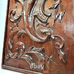Scroll leaf fruit wood carving panel 1874 Antique French architectural salvage