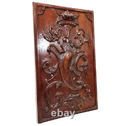 Scroll leaf fruit wood carving panel 1874 Antique French architectural salvage