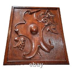 Scroll leaf grapes wood carving panel 1693 Antique French architectural salvage