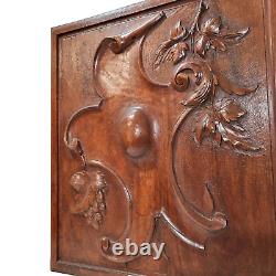 Scroll leaf grapes wood carving panel 1693 Antique French architectural salvage