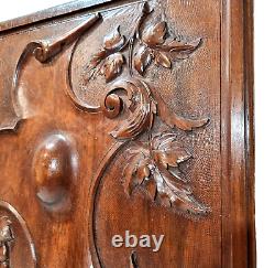 Scroll leaf grapes wood carving panel 1693 Antique French architectural salvage