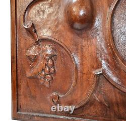 Scroll leaf grapes wood carving panel 1693 Antique French architectural salvage